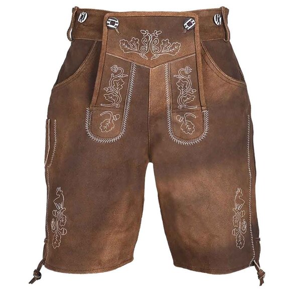 Authentic Bavarian Lederhosen for Men with Suspenders Oktoberfest Costume Short - Picture 1 of 8